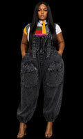 Black Distressed Overalls