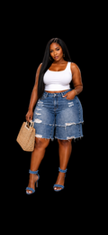 Demin Distressed Shorts