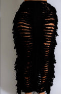 Long Demin Distressed Skirt